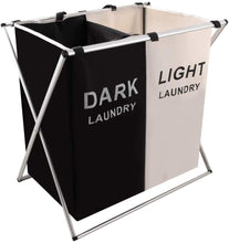 Load image into Gallery viewer, Double Folding Fabric Laundry Basket