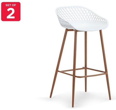 Ovela Set of 2 Leerdam Bar Stools (White)