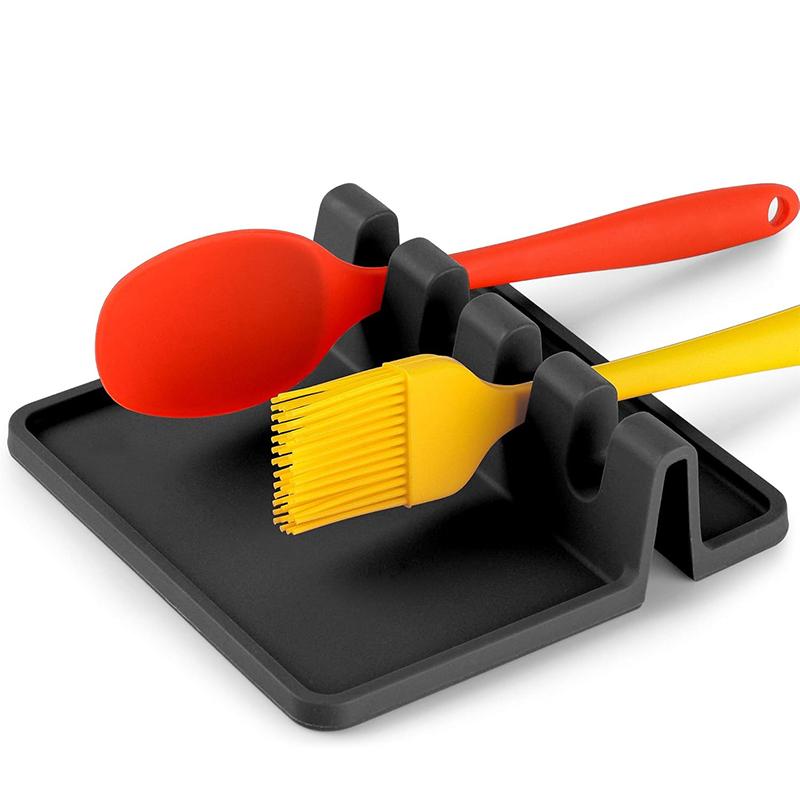 2 Pack Kitchen Silicone Utensil Rest - Black