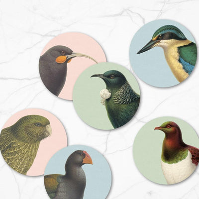 100% NZ: Hushed Birds Coasters (Set of 6)