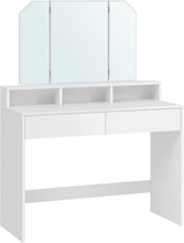 Load image into Gallery viewer, VASAGLE Dressing Table with Tri-Fold Mirror - White