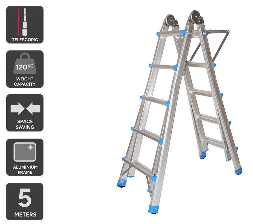 Certa 5m Multipurpose Telescopic Foldable Ladder with Platform