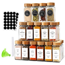 Load image into Gallery viewer, Glass &amp; Bamboo Spice Jars 120ml - 24 Piece Set