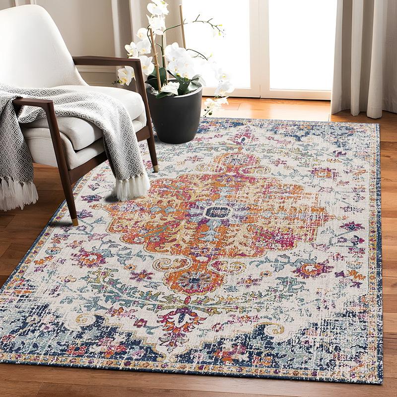 COMFEYA 120x160cm Mat for Hard Floors - Orange & Blue