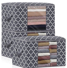 Load image into Gallery viewer, Large Blanket Clothes Organiser 3 Pack - Grey (63x45x36cm)