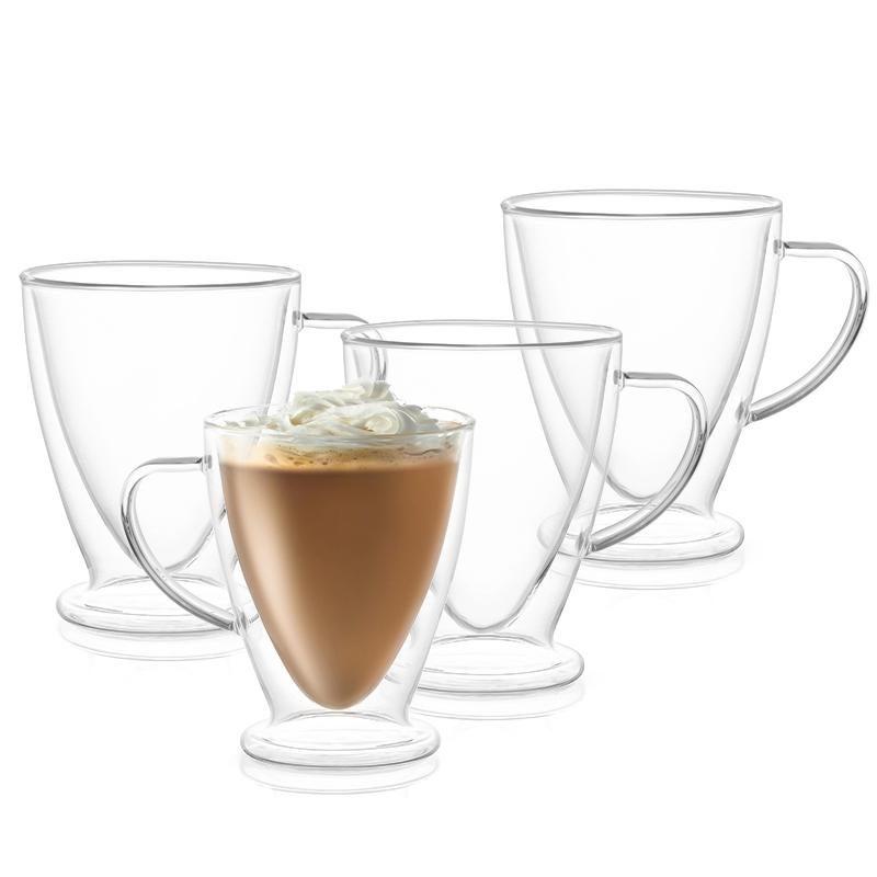 OZZYCOOK Double Wall Glass Coffee Cup Set of 4