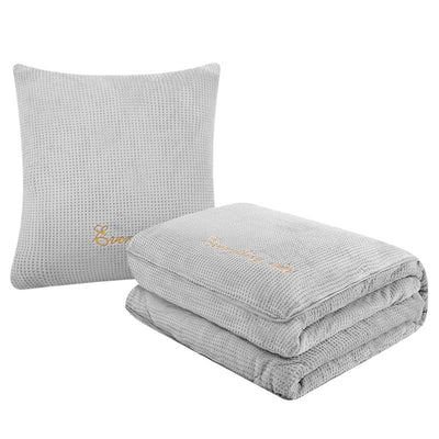 COMFEYA 2-in-1 Soft Plush Blanket Pillow - Grey