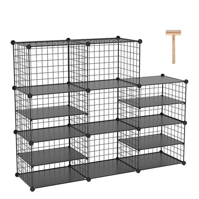 STORFEX 8-Cube DIY Metal Storage Shelf - Black