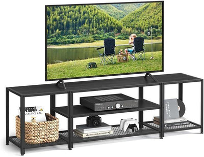 Vasagle 1.8M Large Television Stand With Shelves - Black with Wood Grain