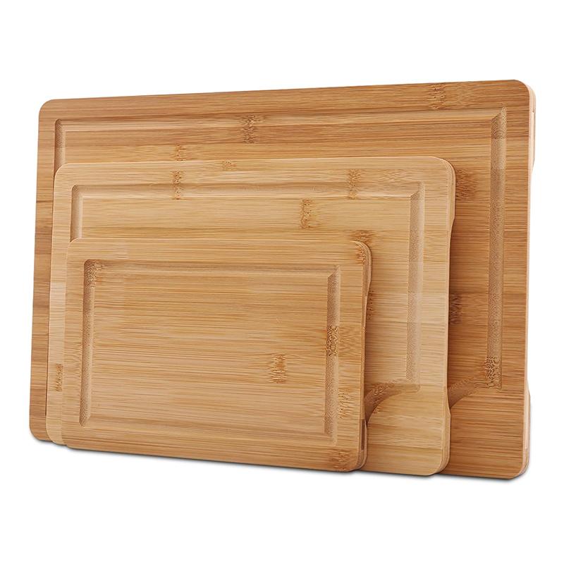 OZZYCOOK 3-Pack Bamboo Cutting Boards for Kitchen Prep and Serving