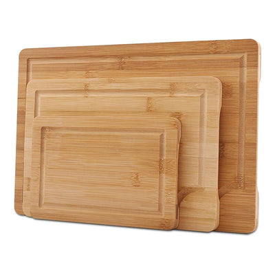 OZZYCOOK 3-Pack Bamboo Cutting Boards for Kitchen Prep and Serving