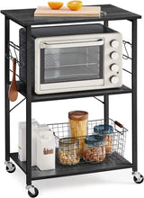 Load image into Gallery viewer, VASAGLE 3 Tier Metal Frame Kitchen Trolley - Ebony Black