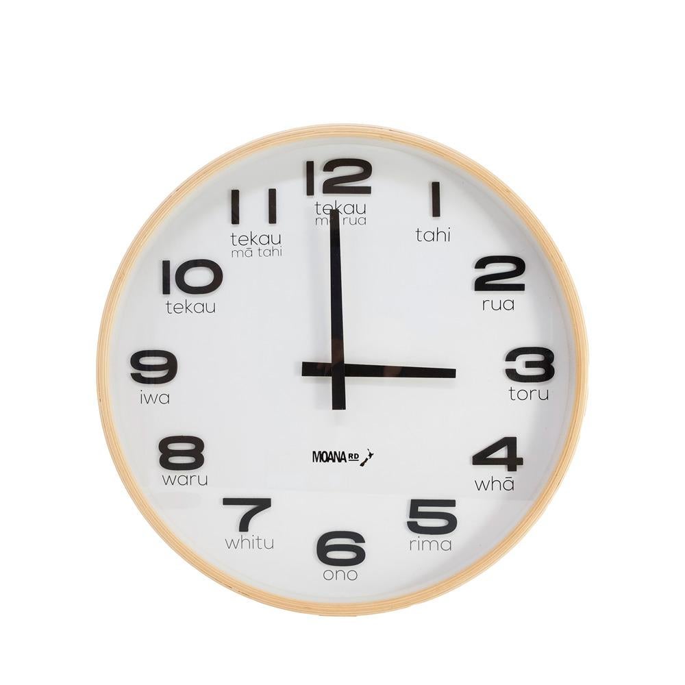 Moana Road: Te Reo Clock - White (Large)