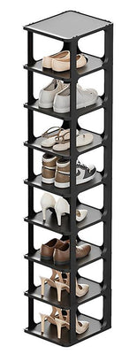 STORFEX 9-Tier Plastic Shoe Rack Storage Rack - Black
