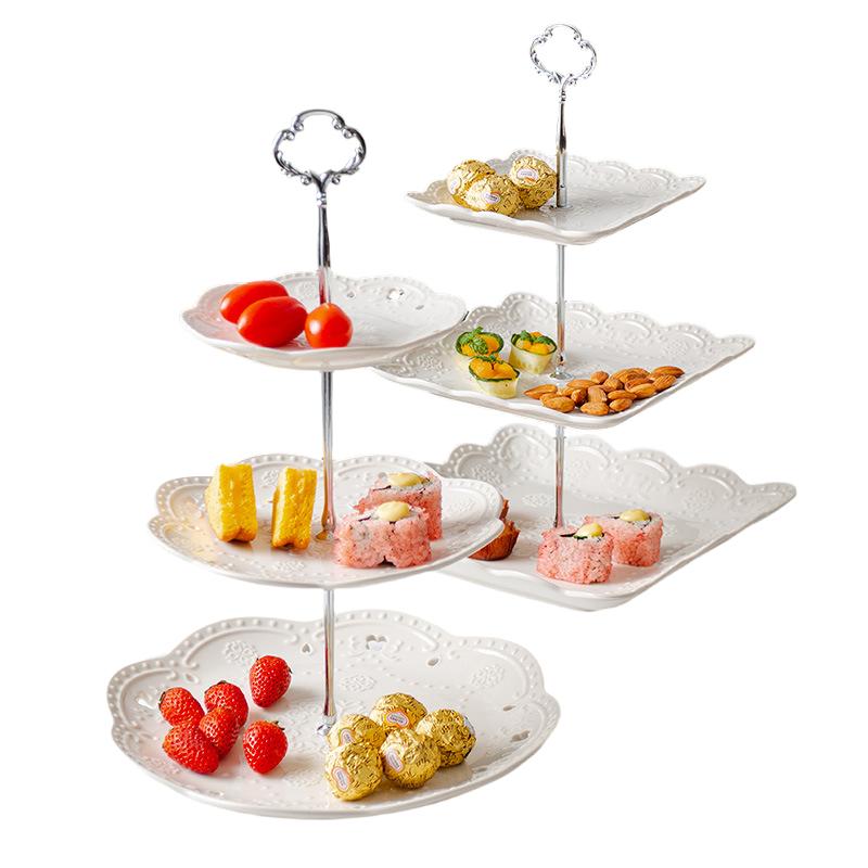 STORFEX 2pcs 3-Tier Porcelain Cupcake Serving Tray