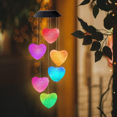 LUMIRO Outdoor Solar Heart Shaped Decorative Wind Chime - White