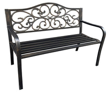Load image into Gallery viewer, Fraser Country Outdoor Metal Garden Bench with Floral Design - Bronze