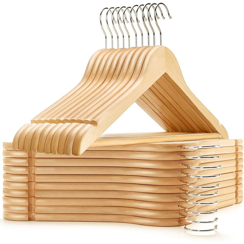STORFEX 30 Pack Wooden Coat Hangers - Natural