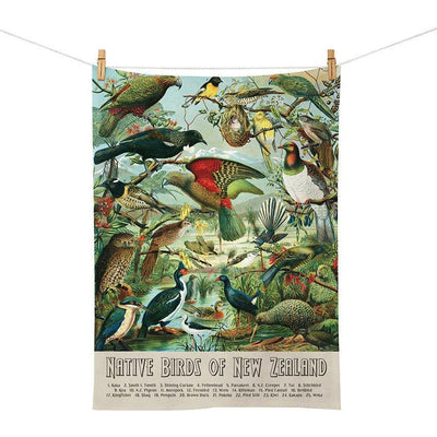 100% NZ: NZ Native Birds Tea Towel