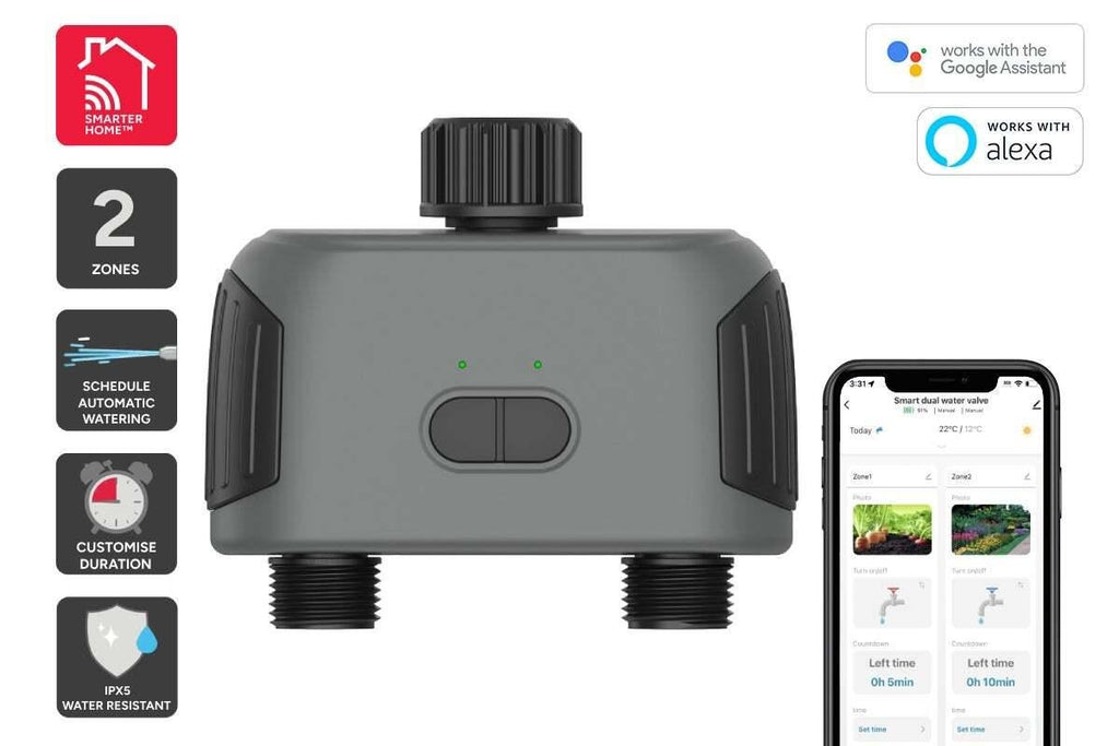 Kogan SmarterHome(TM) Wireless Garden Irrigation Water Timer with Dual Outlets
