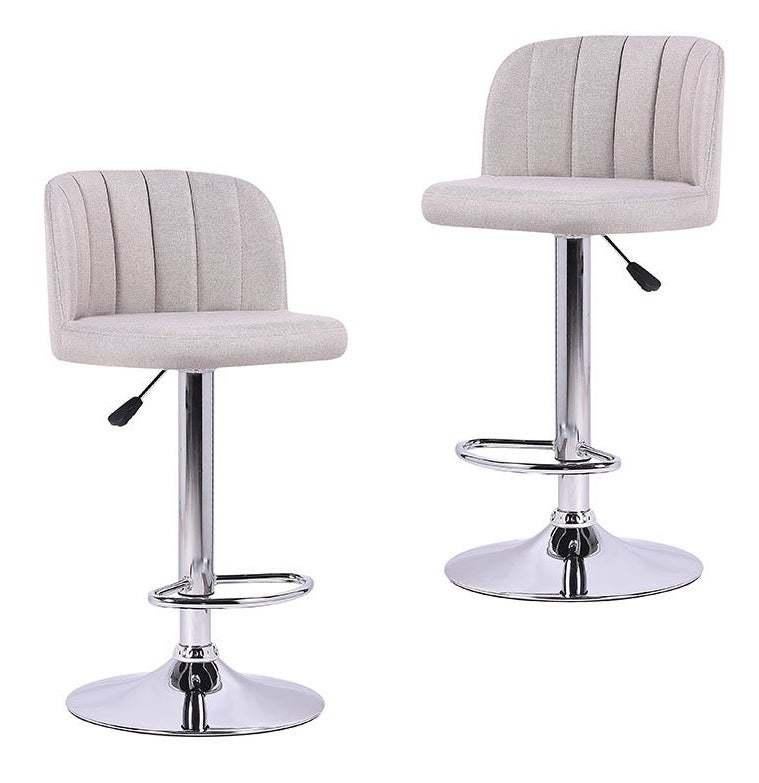 Fraser Country Adjustable Finest Grey Fabric Curved Bar Stool (2/Pack)