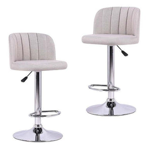Fraser Country Adjustable Finest Grey Fabric Curved Bar Stool (2/Pack)
