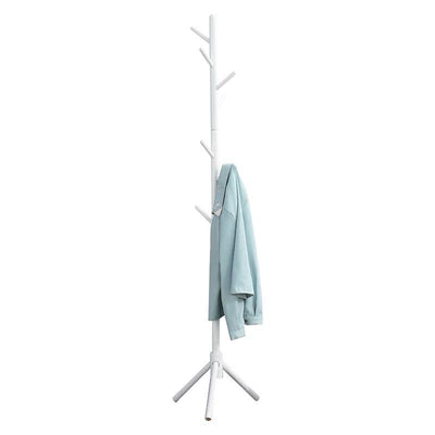 Wooden Coat Tree with 8 Hooks - White