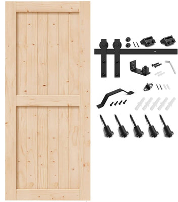 Fraser Country Wood Barn Door with Installation Hardware Kit