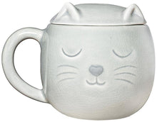 Load image into Gallery viewer, Sass &amp; Belle: Crackle Glazed Cat Mug with Lid - Grey (320ml)