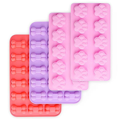 COOKOZZY Puppy Dog Paw and Bone Silicone Moulds - 4 Pack