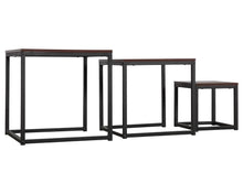 Load image into Gallery viewer, 3 Piece Square Nesting Coffee Tables Set - Walnut &amp; Black