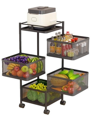 Four-Layer Square Rotating Storage Shelf - Black