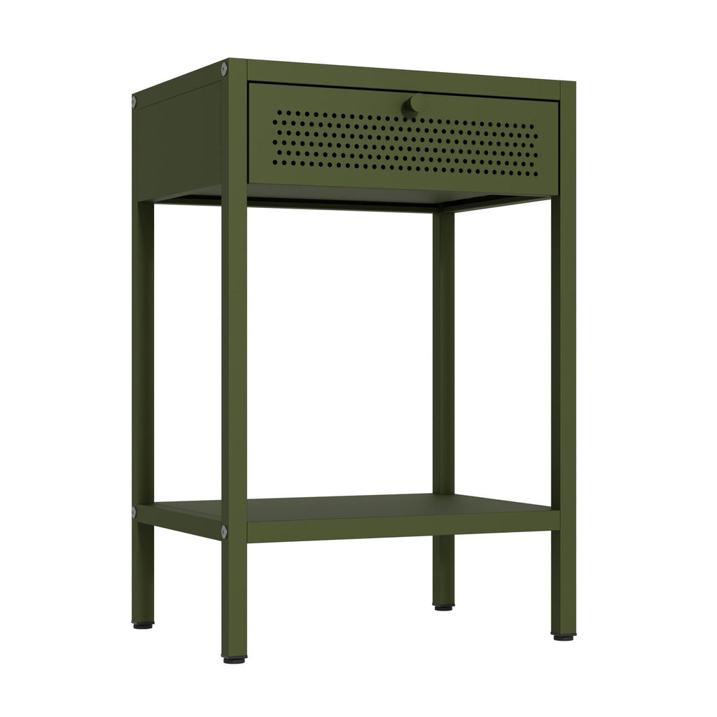 Fraser Country Milan Metal Bedside Cabinet - Olive Green