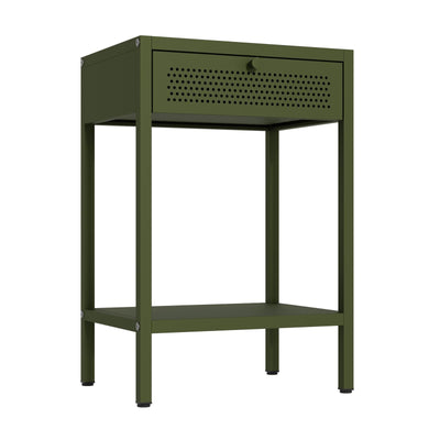 Fraser Country Milan Metal Bedside Cabinet - Olive Green
