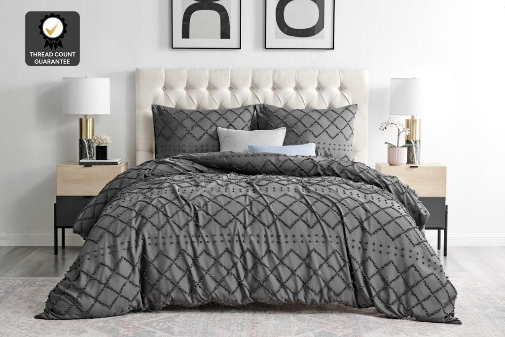 Ovela Tilly Tufted Quilt Cover Set (Castlerock, Double)