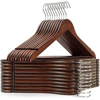 STORFEX 30 Pack Wooden Coat Hangers - Brown