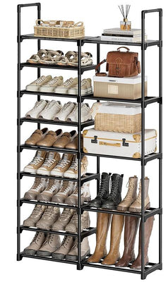 STORFEX 9-Tier Medium Black Shoe Rack