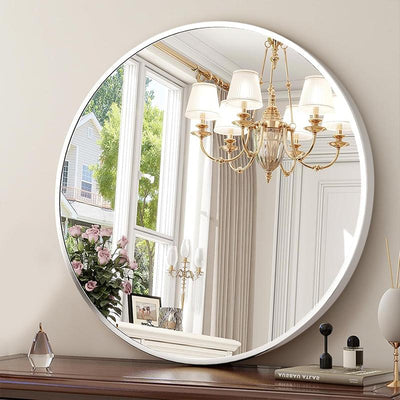 COMFEYA 60cm Silver Round Mirror