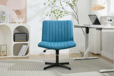 Gorilla Office- Ribbed Faux Linen Office Chair Blue
