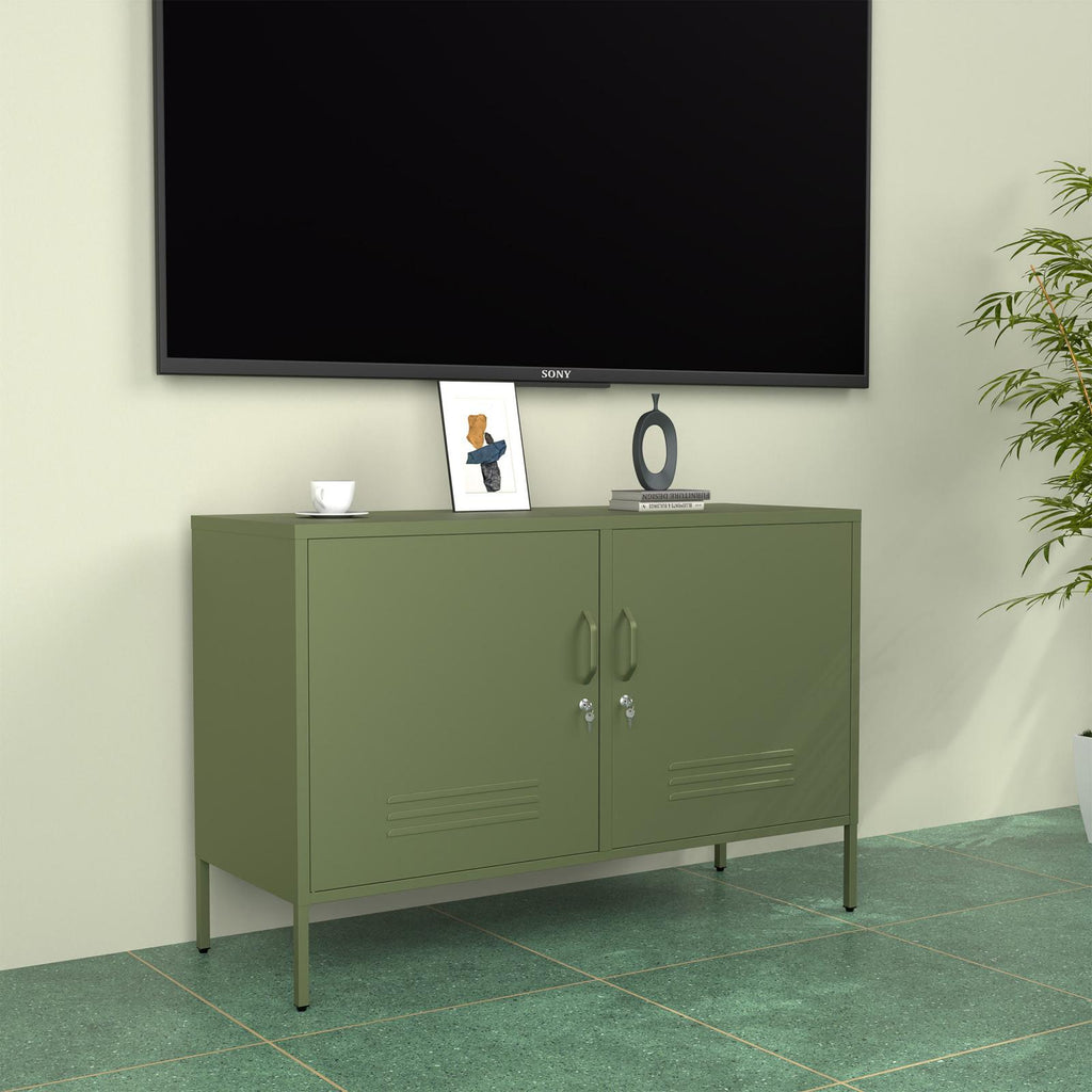 Fraser Country Milan Metal Storage Locker & TV Cabinet - Olive Green