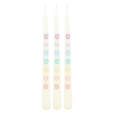 Set of 3 White Chakra Dinner Candles