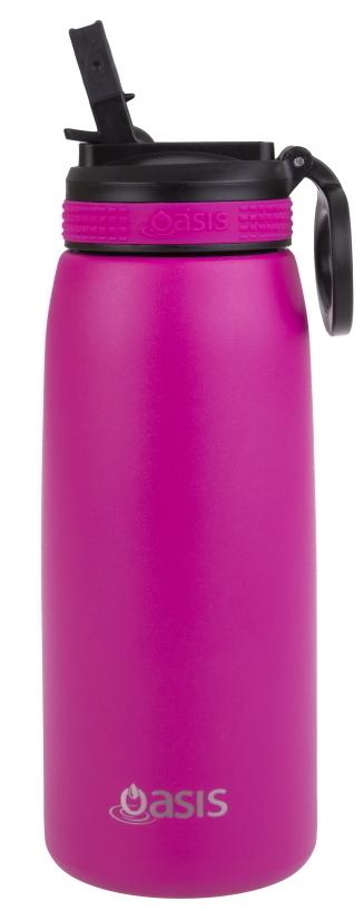 Oasis: Stainless Steel Insulated Sports Bottle W/Straw - Fushia (780ml)