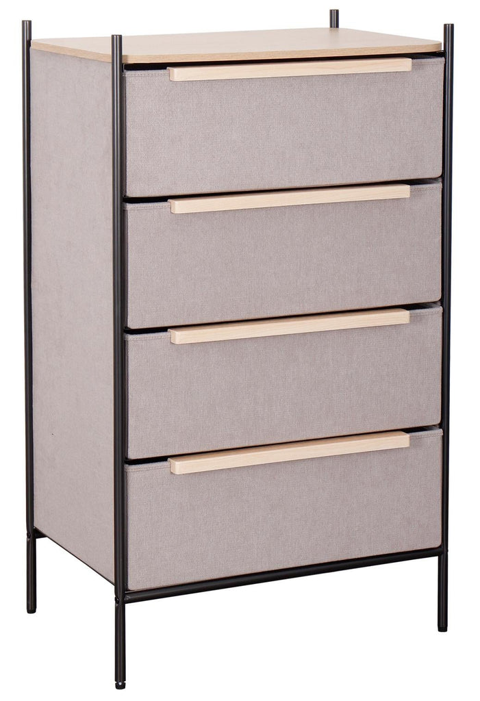 Fraser Country 4 Drawer Byra Dresser - Light Grey & Black