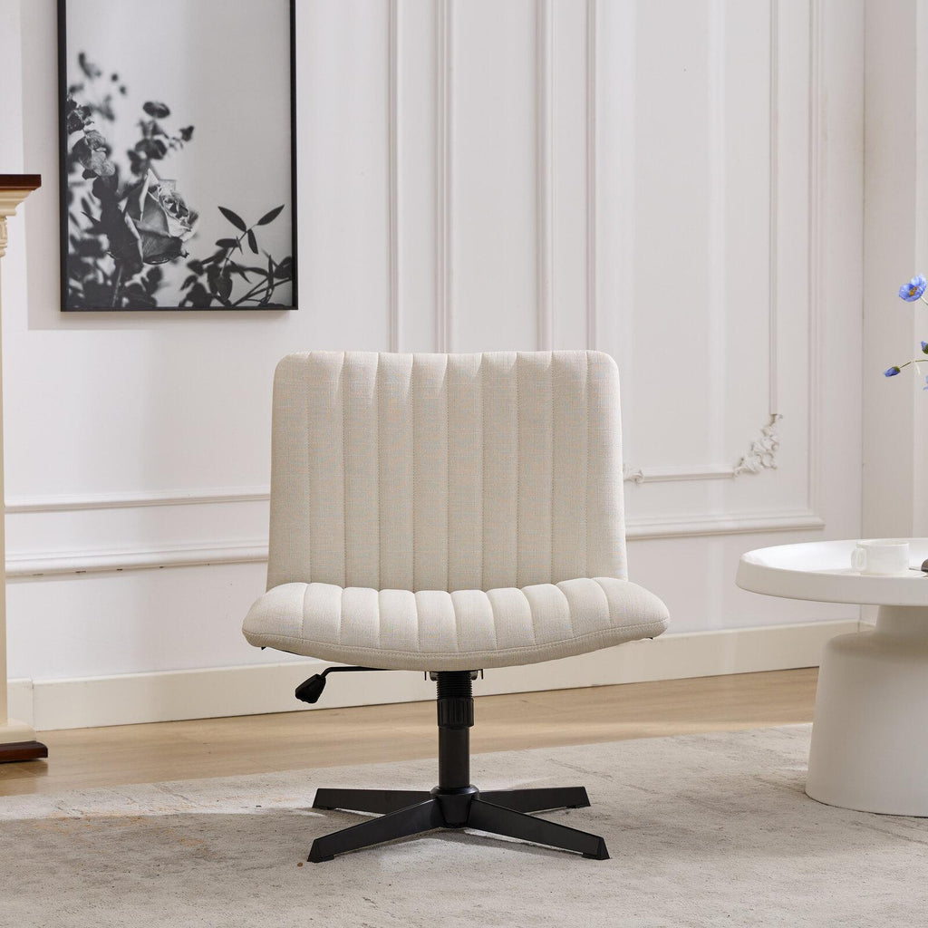 Gorilla Office- Ribbed Faux Linen Office Chair Ivory