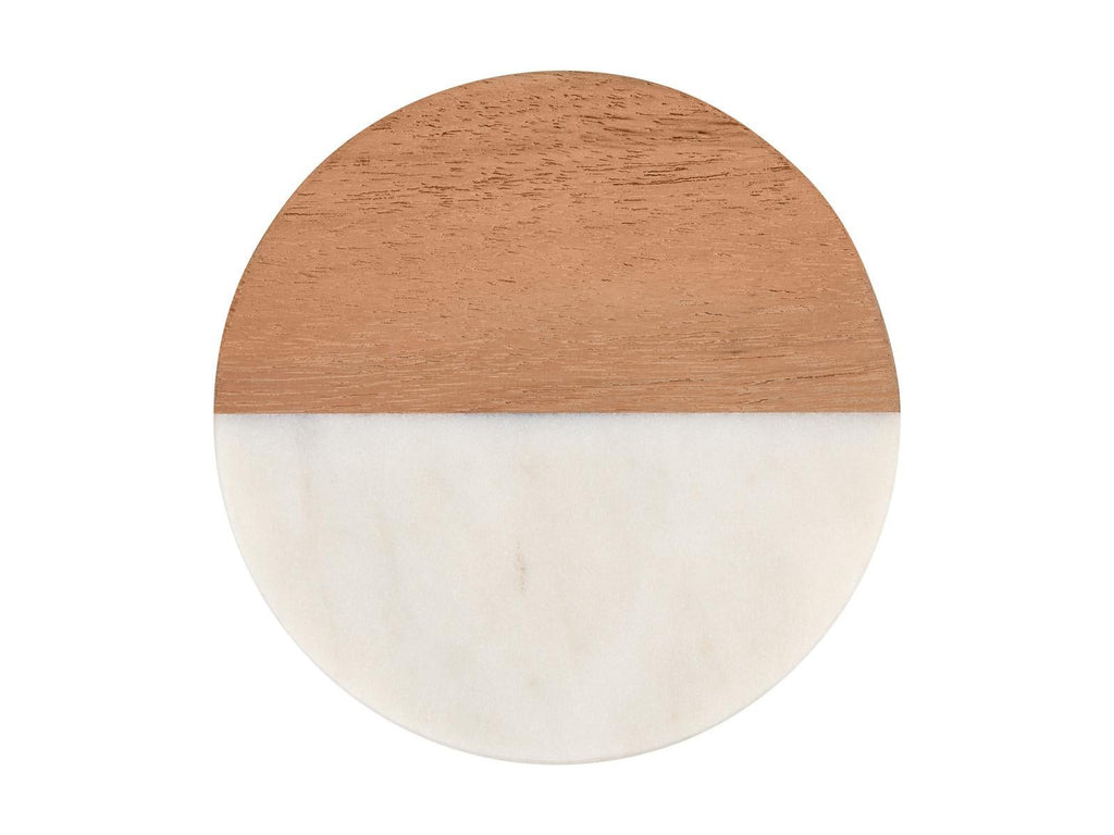 Maxwell & Williams: Coaster Collective Round Marble & Acacia Coaster - White