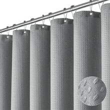 Load image into Gallery viewer, COMFEYA Waffle Weave Long Fabric Shower Curtain - Grey