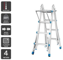 Load image into Gallery viewer, Certa 4m Multipurpose Telescopic Foldable Ladder with Platform