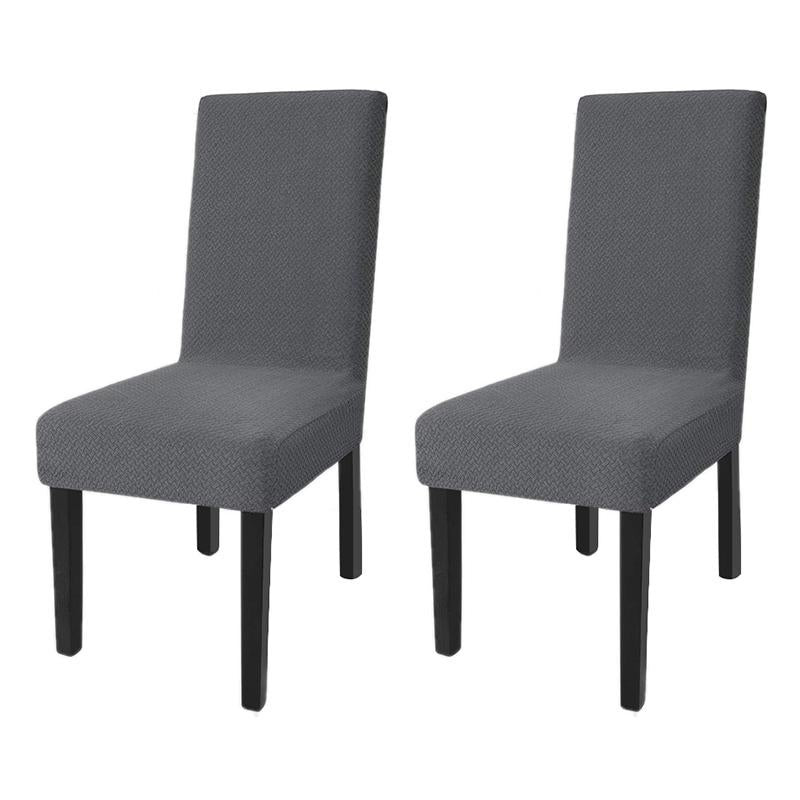 COMFEYA 2 Pack Checked Dining Chair Slipcover - Grey