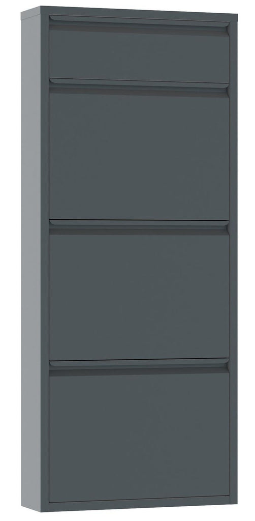 Fraser Country Milan Metal 3 Tier Shoe Cabinet With Storage Slot- Dark Grey