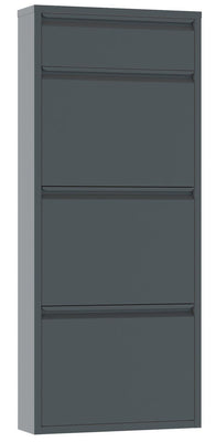 Fraser Country Milan Metal 3 Tier Shoe Cabinet With Storage Slot- Dark Grey
